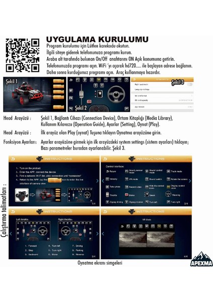 Uzaktan Kumandalı Full Fonksiyon Kameralı Wi-Fi Bağlantılı Fotoğraf Video Çekimli Off-Road Araba fırsatları