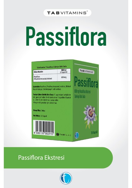 Passiflora 30 Bitkisel Kapsül Pasiflora 600 mg