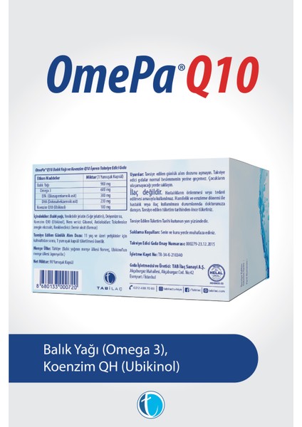 Q10 90 Yumuşak Kapsül Ubikinol QH Balık Yağı Omega 3