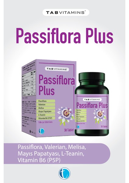 Passiflora Plus 30 Tablet Pasiflora Valerian Melisa Papatya L-Teanin