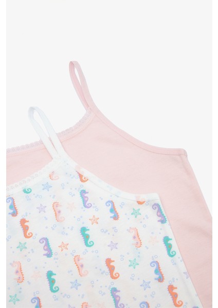 Kız Çocuk Deniz Baskılı Seahorse Pamuklu 2'li Atlet fırsatları