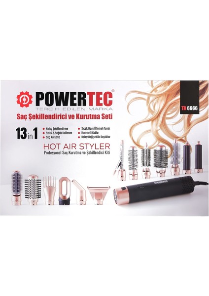 TR-6666 Ionic Series Airwrap Multi-Styler Saç Şekillendirici & Kurutma 13IN1 Profesyonel Set