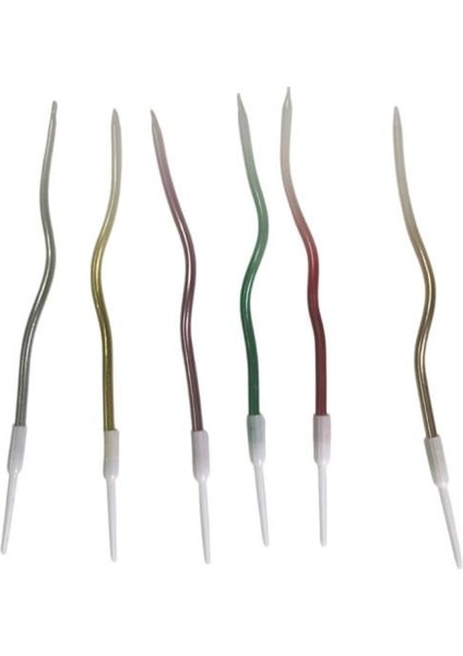 Eğik Pasta Mumu Karışık Açık Renkli 6 Lı 14 cm
