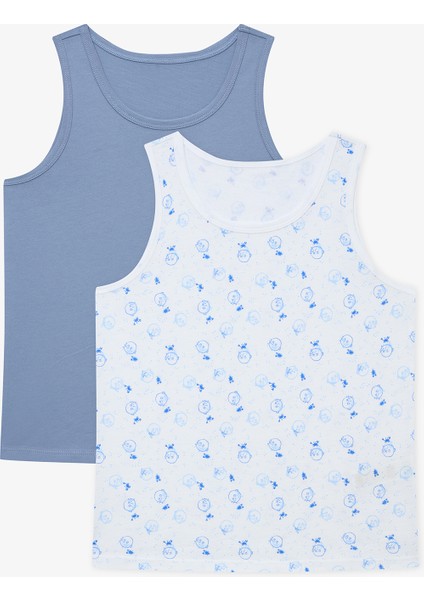 Erkek Çocuk Pufferfish Balık Baskılı Pamuklu 2'li Atlet