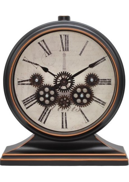 Premium Serisi Antik Eskitme Kadranlı Döner Çarklı 32X28 cm Ev ve Ofis Masa ve Duvar Saati Roma Rakamlı Bakır