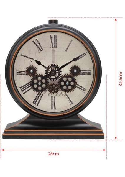 Premium Serisi Antik Eskitme Kadranlı Döner Çarklı 32X28 cm Ev ve Ofis Masa ve Duvar Saati Roma Rakamlı Bakır indirimleri