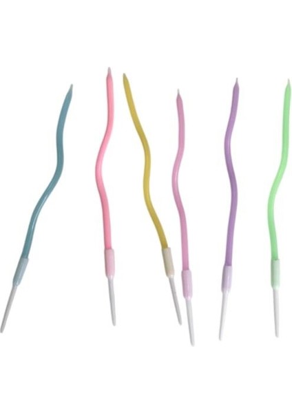Eğik Pasta Mumu Karışık Pastel Renkli 6 Lı 14 cm