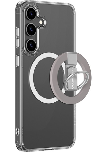 Galaxy S25 Plus Kılıf M-Safe Uyumlu Yüzük Standlı Amazingthing Minimal Grip Serisi Kapak Gri