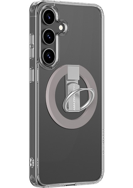 Galaxy S25 Plus Kılıf M-Safe Uyumlu Yüzük Standlı Amazingthing Minimal Grip Serisi Kapak Gri modelleri