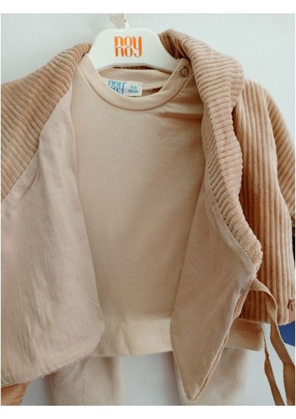 Kadife Ceketli 3'lü Unisex Bebek Takımı modelleri