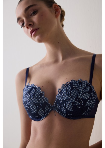 Heart Broderie Lacivert Sütyen modelleri