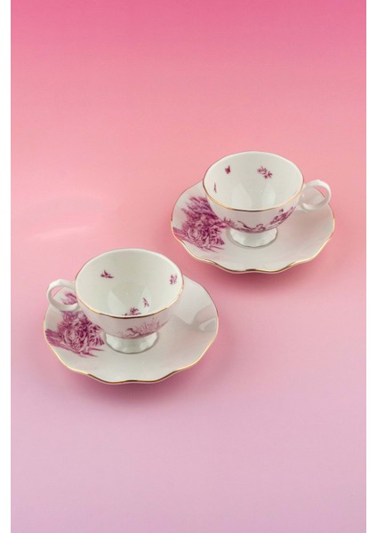 Royal Pembe Altın Yaldızlı Bone 2 Kişilik Kahve Fincan Takımı fiyatları