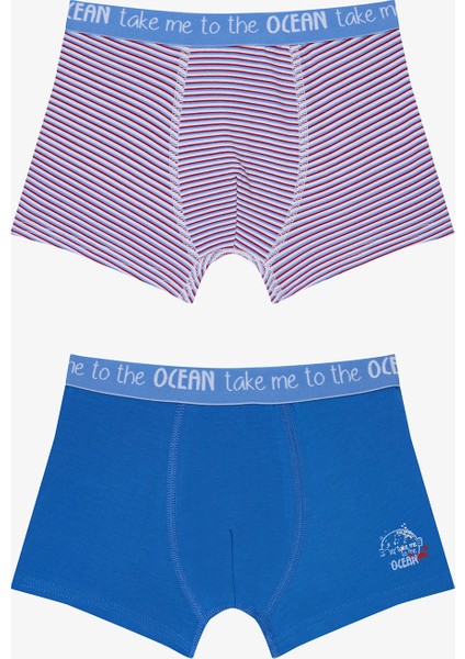 Erkek Çocuk Balon Balığı Baskılı 2'li Pamuklu Boxer