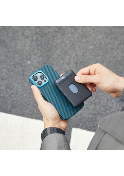 Apple iPhone 15 Pro Kılıf M-Safe Uyumlu 1500D Aramid Fiber Pitaka Military-Grade Classic Serisi Siyah-Mavi indirimleri