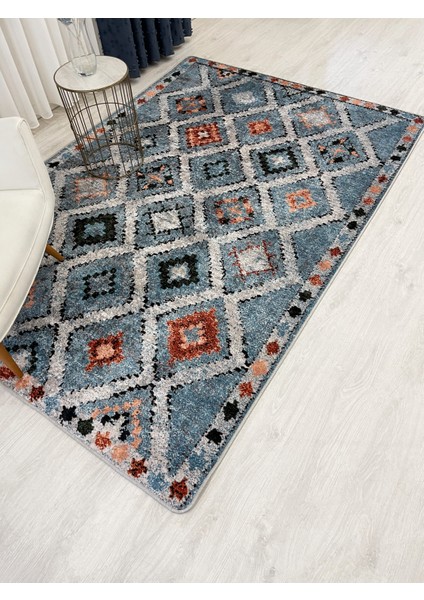Kilim Motifli Bohem Kaymaz Taban Halı