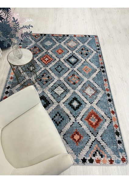 Kilim Motifli Bohem Kaymaz Taban Halı