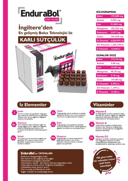 Bolus Endurobol (Vitamin Kompleksi Ithal Verim Artırıcı) (6 Adet ) fiyatları
