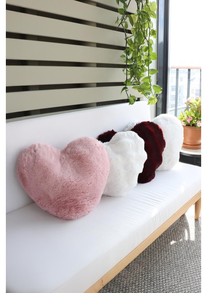 Kalp Şekilli Sevgililer Gününe Özel Love Peluş ve Bubble Dekoratif Yastık,4 Adet Kırlent Kılıfı