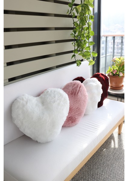 Kalp Şekilli Sevgililer Gününe Özel Love Peluş ve Bubble Dekoratif Yastık,4 Adet Kırlent Kılıfı