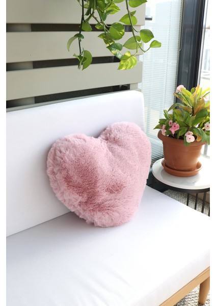 Kalp Şekilli Sevgililer Gününe Özel Love Peluş ve Bubble Dekoratif Yastık,4 Adet Kırlent Kılıfı