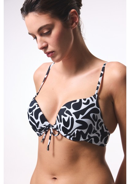 Tint Lol Up Zebra Desenli Dolgulu Balconette Bikini Üstü