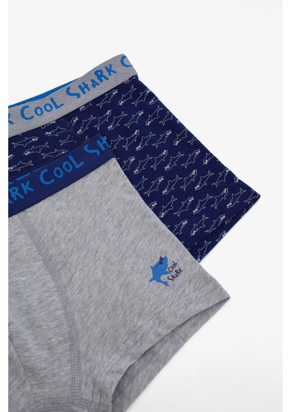 Cool Erkek Çocuk Köpekbalığı Baskılı Pamuklu 2'li Boxer fırsatları
