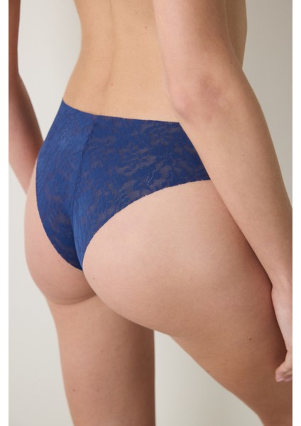 Invisible Laser Cut Lace Lacivert Brazilian Külot