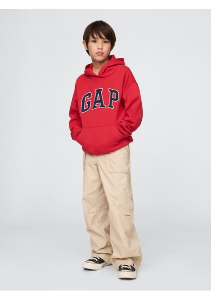 Erkek Çocuk Kırmızı Gap Logo Kapüşonlu Sweatshirt modelleri