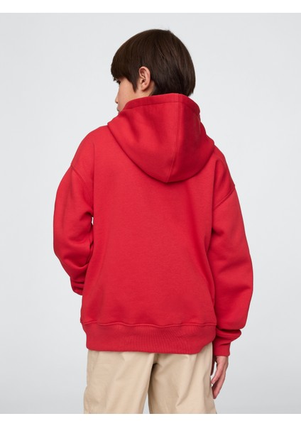 Erkek Çocuk Kırmızı Gap Logo Kapüşonlu Sweatshirt fırsatları