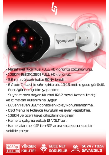 4 Kameralı Uzay 1 Iç Kamera Set 2 Tb HDD Full Hd Gece Görüşlü Güvenlik Kamerası Sistemi