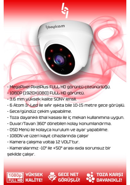 4 Kameralı Uzay 1 Iç Kamera Set 2 Tb HDD Full Hd Gece Görüşlü Güvenlik Kamerası Sistemi