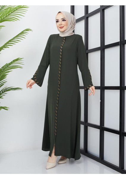 SAFİR MODA AVM KOLU LAZER KESİMLİ TAŞ SÜSLEMELİ BAYAN FERACE M