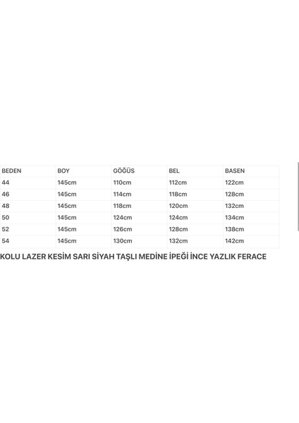 SAFİR MODA AVM KOLU LAZER KESİMLİ TAŞ SÜSLEMELİ BAYAN FERACE M