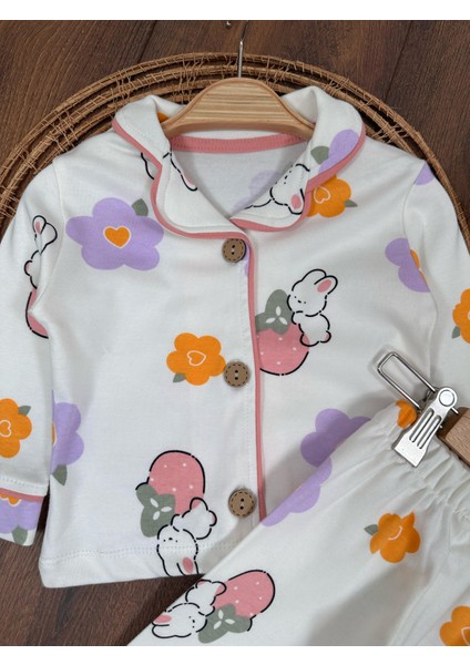 Babybiscoi Tavşan Desenli Gömlekli Unisex Pijama Takımı indirimleri