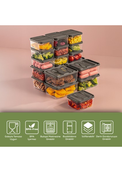 18'li Buzdolabı Düzenleyici Organizer Mikrodalgaya Uygun Difriz Saklama Kabı Gri fırsatları