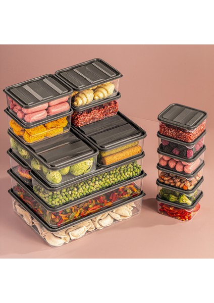 16'lı Buzdolabı Düzenleyici Organizer Mikrodalgaya Uygun Difriz Saklama Kabı Gri