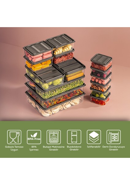 16'lı Buzdolabı Düzenleyici Organizer Mikrodalgaya Uygun Difriz Saklama Kabı Gri fırsatları