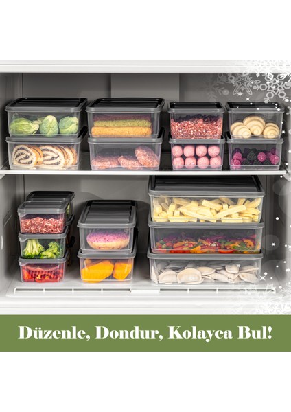 20'li Buzdolabı Düzenleyici Organizer Mikrodalgaya Uygun Difriz Saklama Kabı Gri