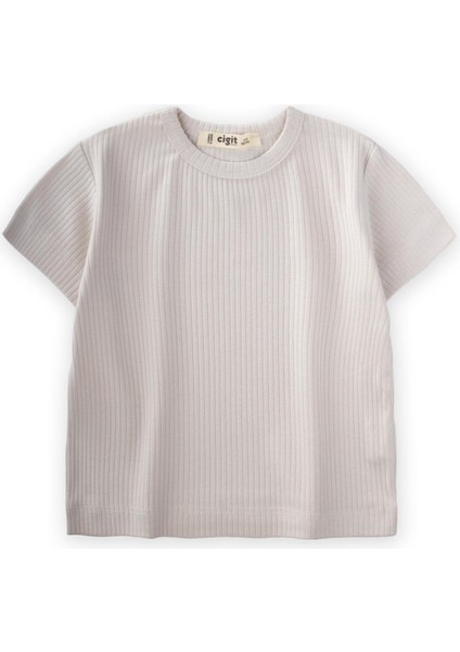 Basic Fitilli T-Shırt 1-5 Yaş Kırık Beyaz