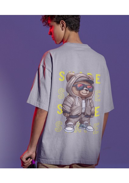 Cool Bear Baskılı Oversize Erkek Tişört – Hava Alabilen Pamuk
