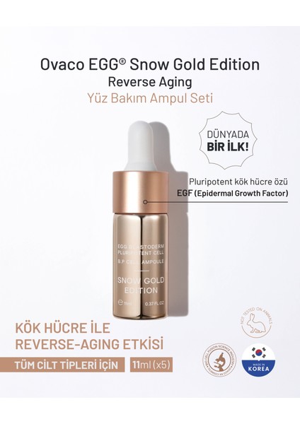 Snow Gold Edition Cilt Bakım Serum Ampul Seti - Yaşlanmayı Tersine Çeviren, Cilt Aydınlatıcı & Leke Bakımı - Kök Hücre, Peptit ve Egf Içerikli - 5X11ML
