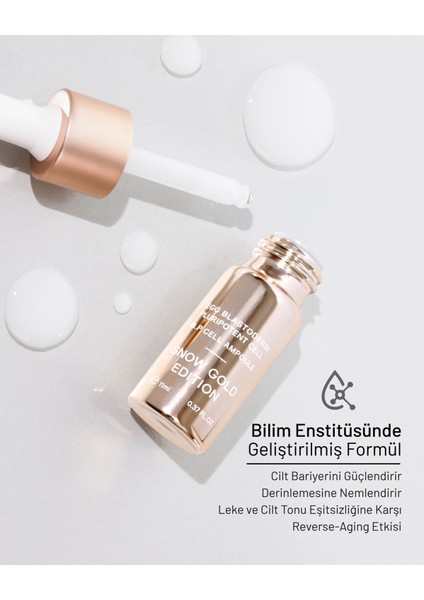 Snow Gold Edition Cilt Bakım Serum Ampul Seti - Yaşlanmayı Tersine Çeviren, Cilt Aydınlatıcı & Leke Bakımı - Kök Hücre, Peptit ve Egf Içerikli - 5X11ML