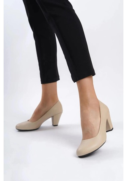Tarçın Hakiki Deri Günlük Kadın Topuklu Ayakkabı TRC50-1073