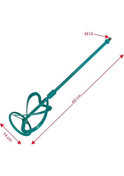 6303 M14 Vidalı Alçı Boya ve Harç Karıştırıcı Uç 140X600 mm