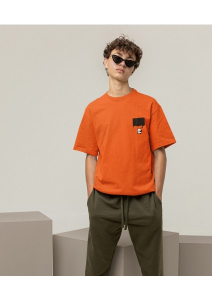 Drip Panda Baskılı Oversize Erkek Tişört