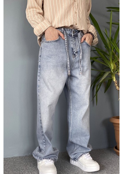 Ip Kemerli Rahat Kesim Baggy Kot Pantolon