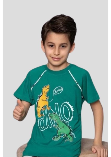 Erkek Çocuk T-Shirt-Şort Dinozor Baskılı Kısa Kollu Pijama Takımı fiyatları