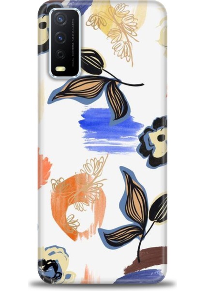 Vivo Y11S Kılıf Hd Baskılı - Mavi Yapraklar