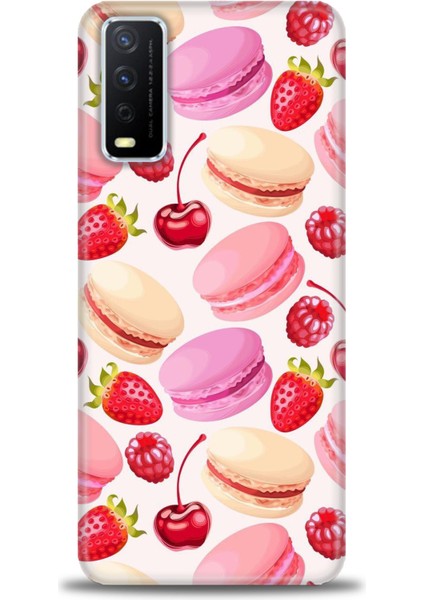 Vivo Y20S Kılıf Hd Baskılı - Makaron ve Çilekler