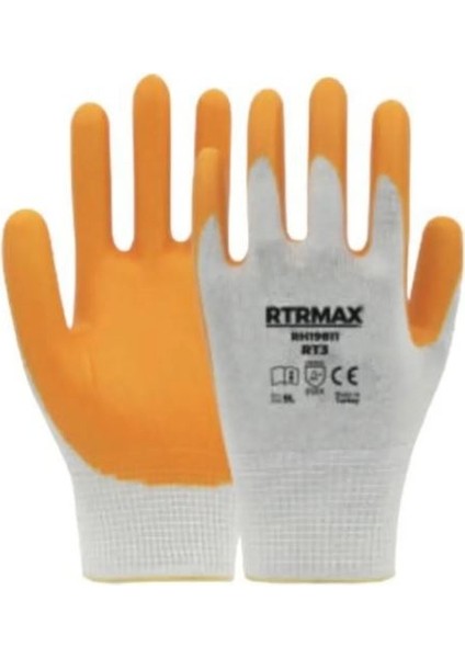 Nitril Kaplı Polyester Eldiven Rt3 Beyaz Sarı No:9 Rtrmax